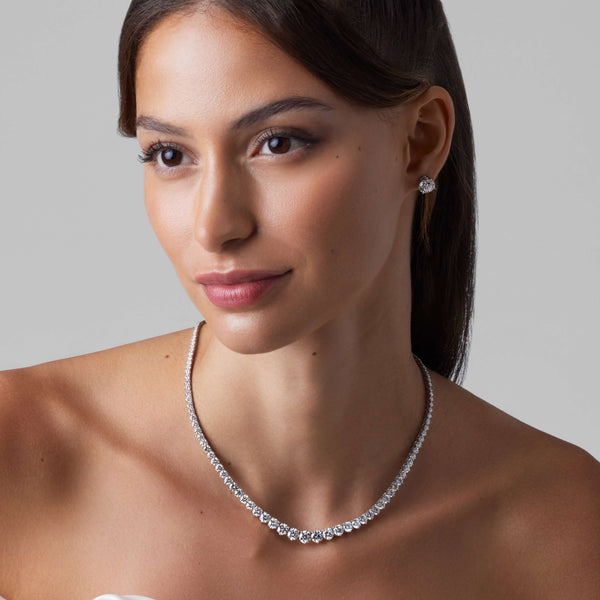 14K White Gold Graduating Necklace 17 CTW – Natural Diamond — (1)