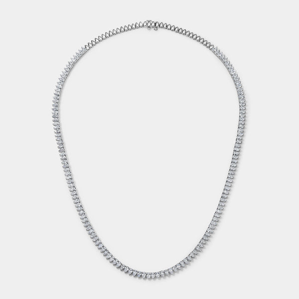 14k White Gold Pear Tennis Necklace (13 CTW)