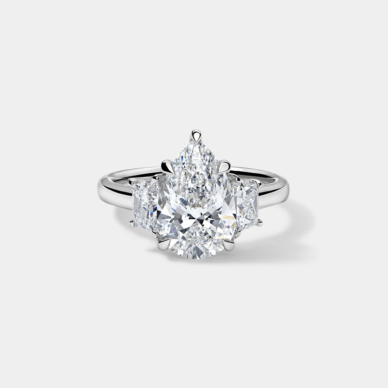 Pear CUT ENGAGEMENT RING WITH trapeziods