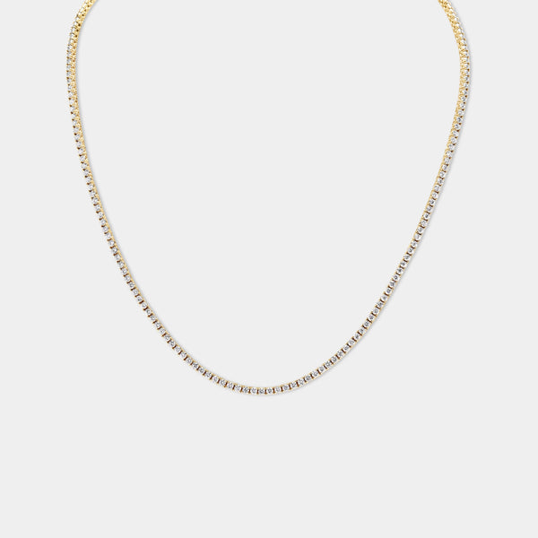 14K Yellow Gold Classic Tennis Necklace 6 CTW – Eco Diamond (Lab-Created Diamond) — (1)