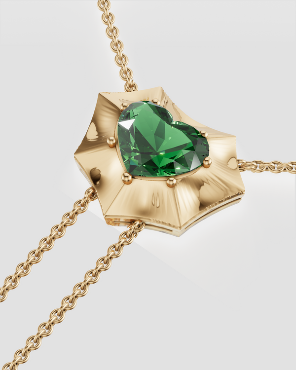 14K Yellow Gold Bat Heart Necklace