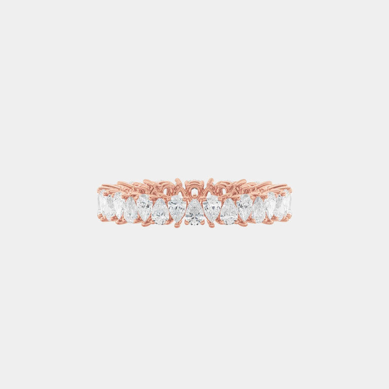 14K Rose Gold Pear Eternity Ring 1.75 CTW — 6.5