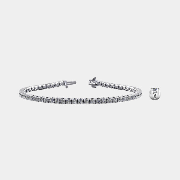 14K White Gold Tulip Tennis Bracelet 10 CTW – Natural Diamond G-H I1 — (2)