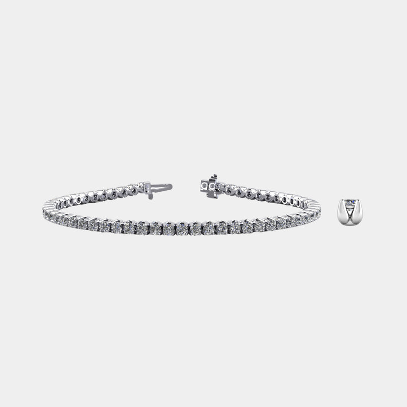 14K White Gold Tulip Tennis Bracelet 10 CTW – Natural Diamond G-H I1 — (2)