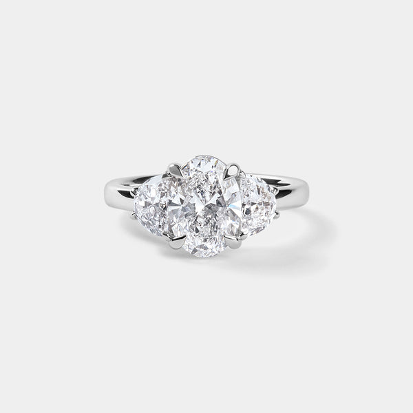 Oval CUT ENGAGEMENT RING WITH half moons