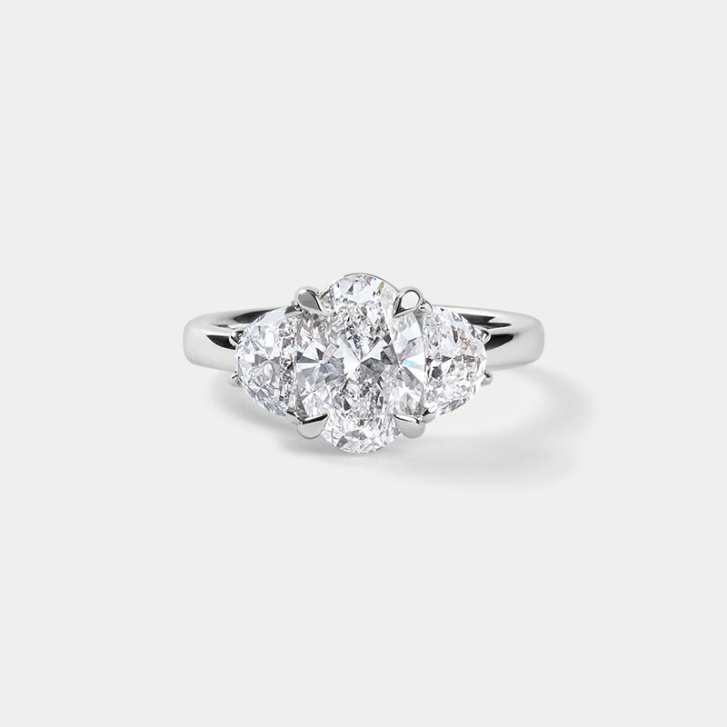 Oval CUT ENGAGEMENT RING WITH half moons