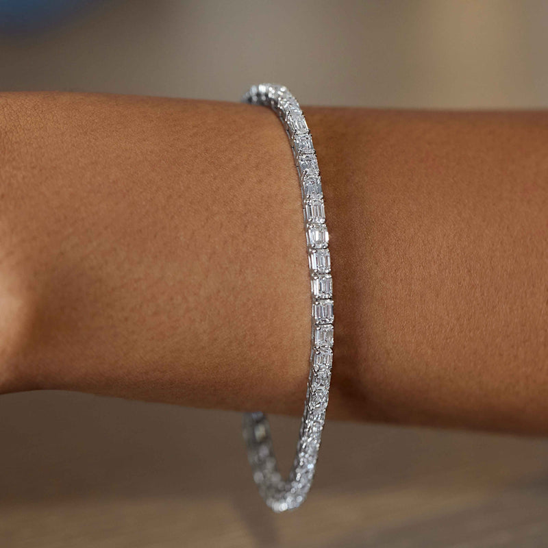 14K White Gold Emerald Tennis Bracelet 5 CTW — 7