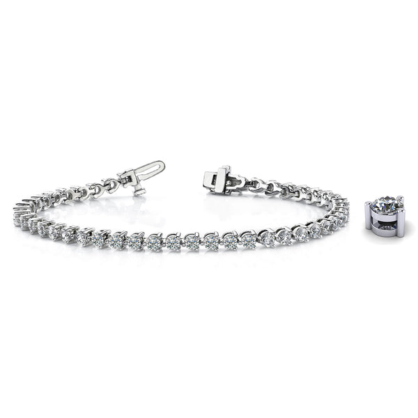 14K White Gold 3-Prong Tennis Bracelet 11 CTW – Eco Diamond (Lab-Created Diamond) — (1)