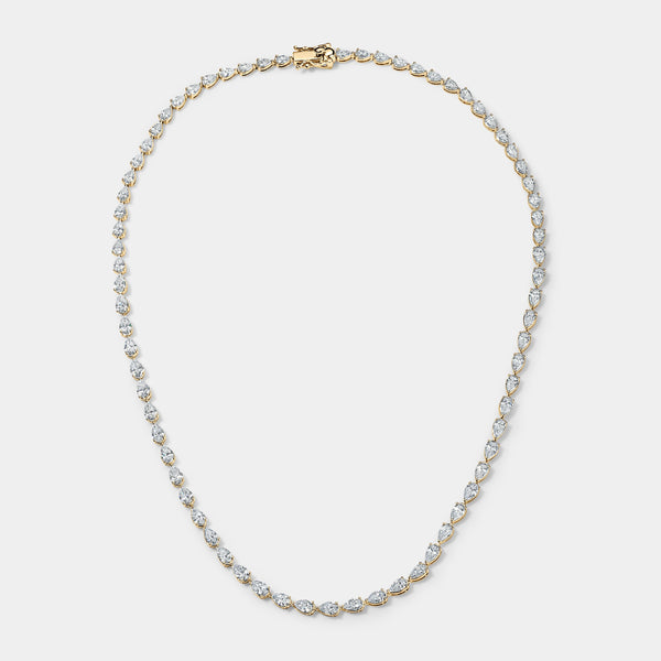 14k Yellow Gold Pear Tennis Necklace (14 CTW)