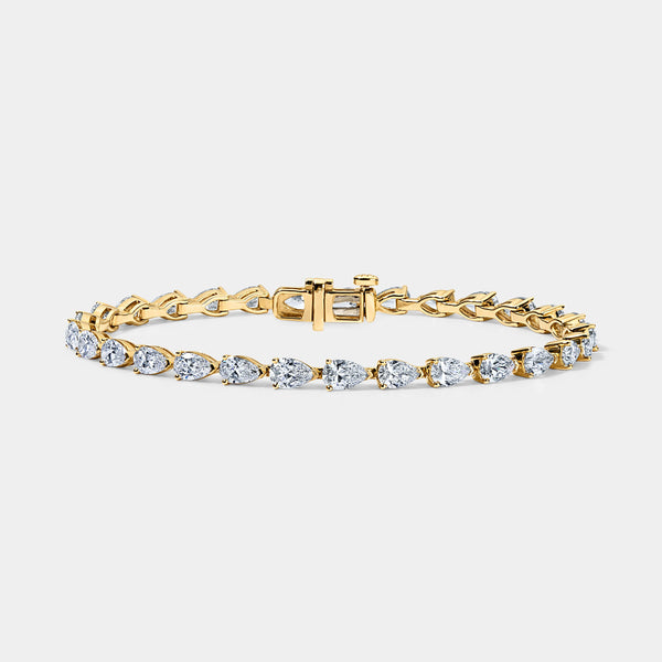 14K Yellow Gold Pear Tennis Bracelet 7 CTW — 4.00