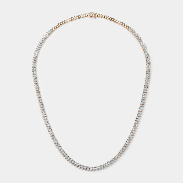 14k Rose Gold Pear Tennis Necklace (13 CTW)