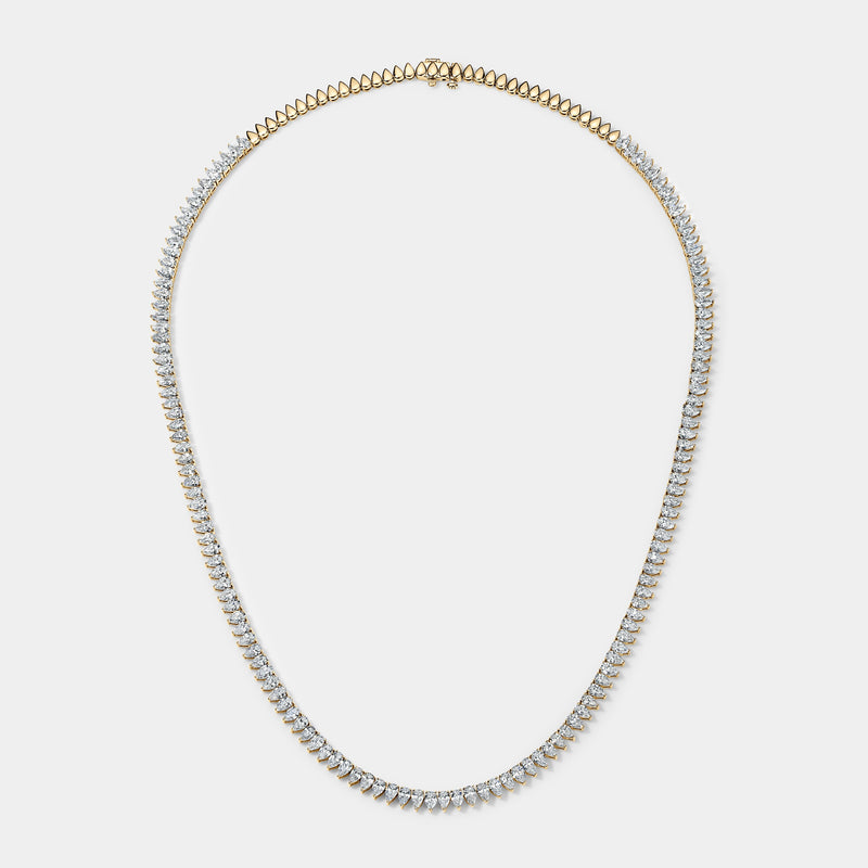 14k Yellow Gold Pear Tennis Necklace (13 CTW)