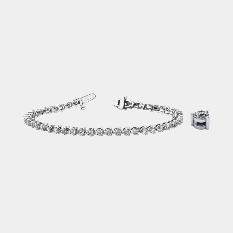 14K White Gold 3-Prong Tennis Bracelet 11 CTW – Eco Diamond (Lab-Created Diamond) — (2)