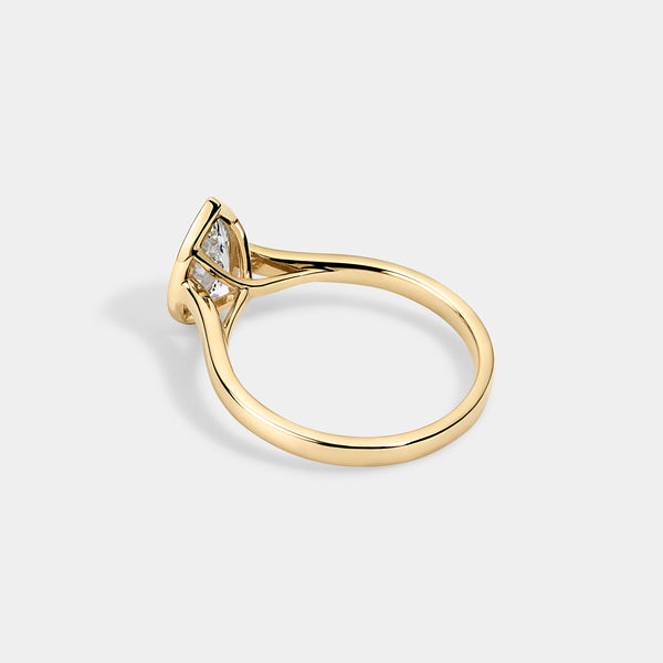 Bezel set Pear CUT SOLITAIRE ENGAGEMENT RING