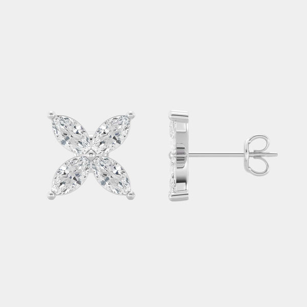14K White Gold Marquise Studs 1.25 CTW