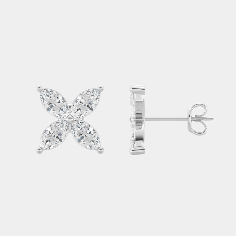 14K White Gold Marquise Studs 1.25 CTW