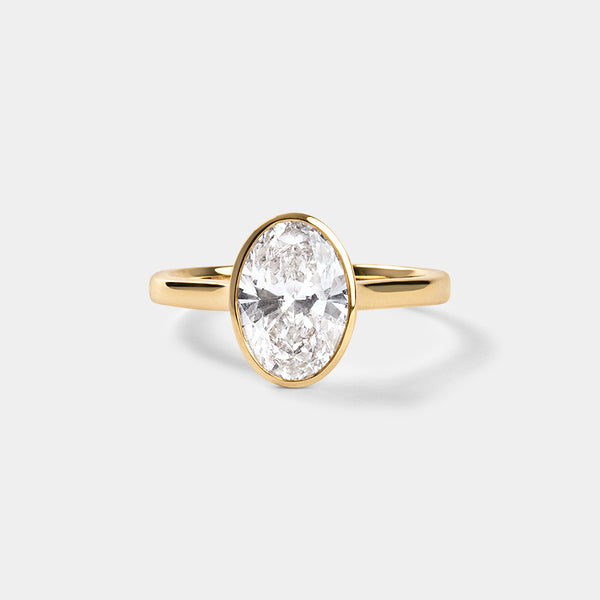 Bezel set Oval CUT SOLITAIRE ENGAGEMENT RING — 4