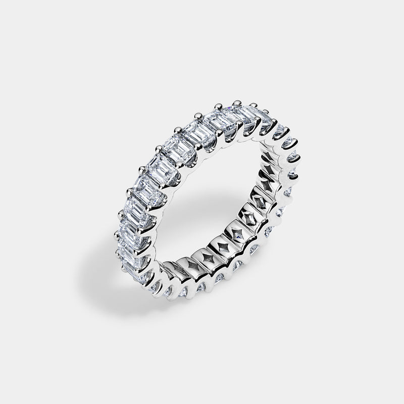 14K White Gold U Emerald Eternity Ring 2.75 CTW — 2.75