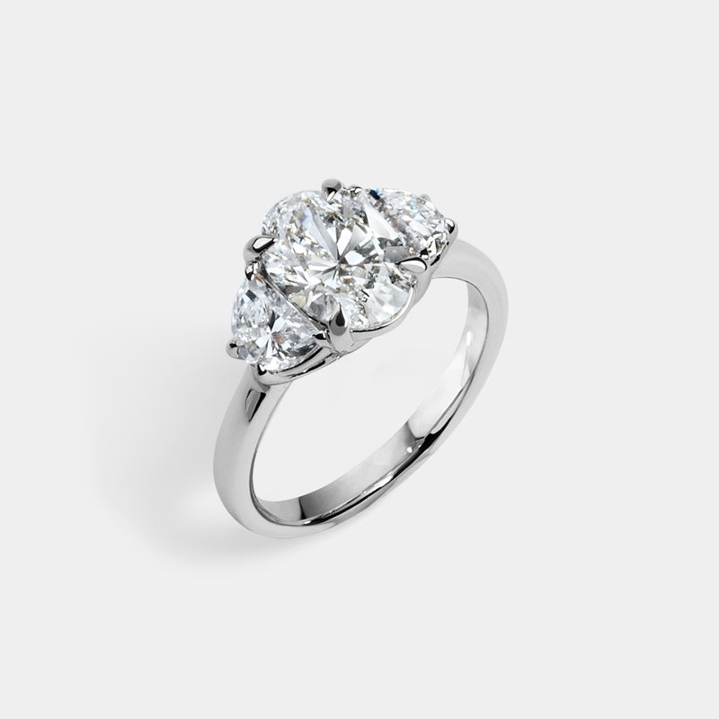 Oval CUT ENGAGEMENT RING WITH half moons