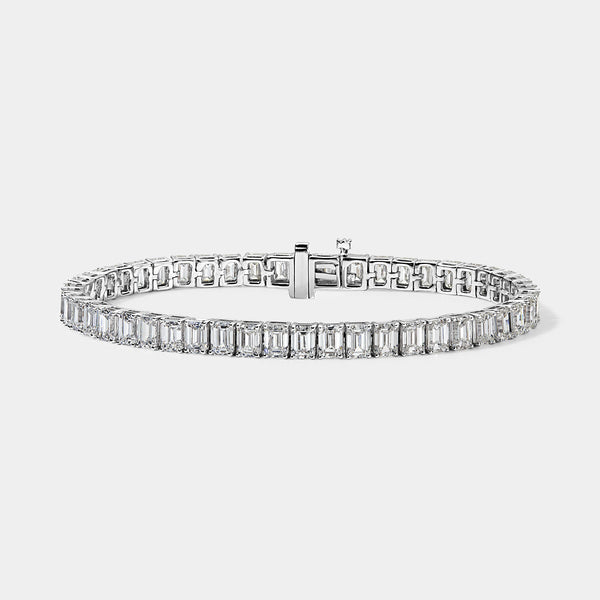 14K White Gold Emerald Tennis Bracelet 12 CTW