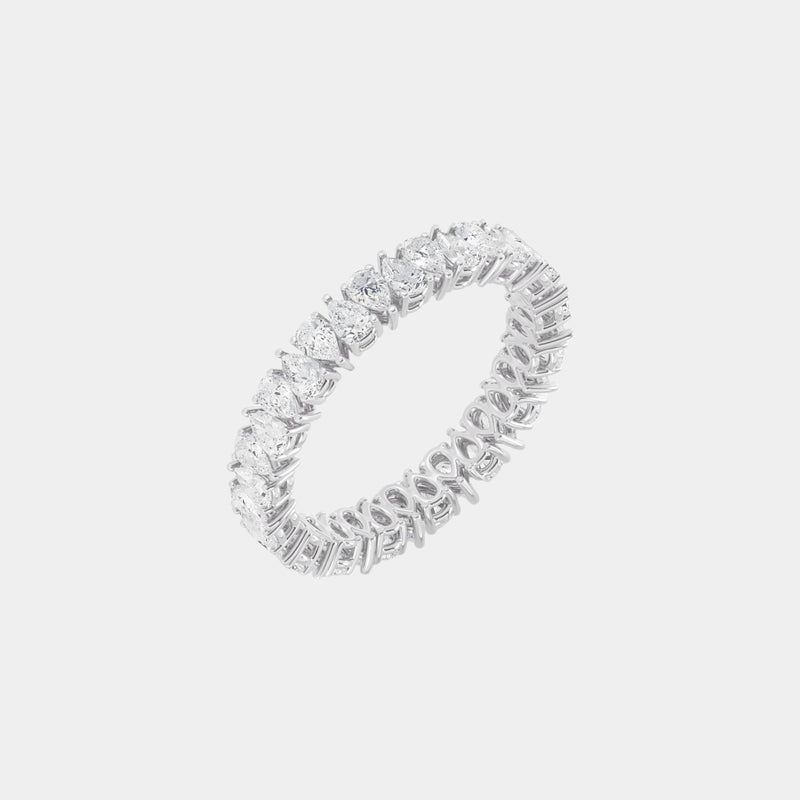 14K White Gold Pear Eternity Ring 1.75 CTW — 6.5