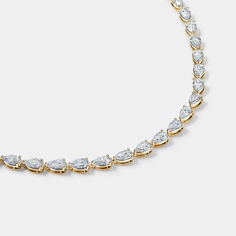 14k Yellow Gold Pear Tennis Necklace (14 CTW)