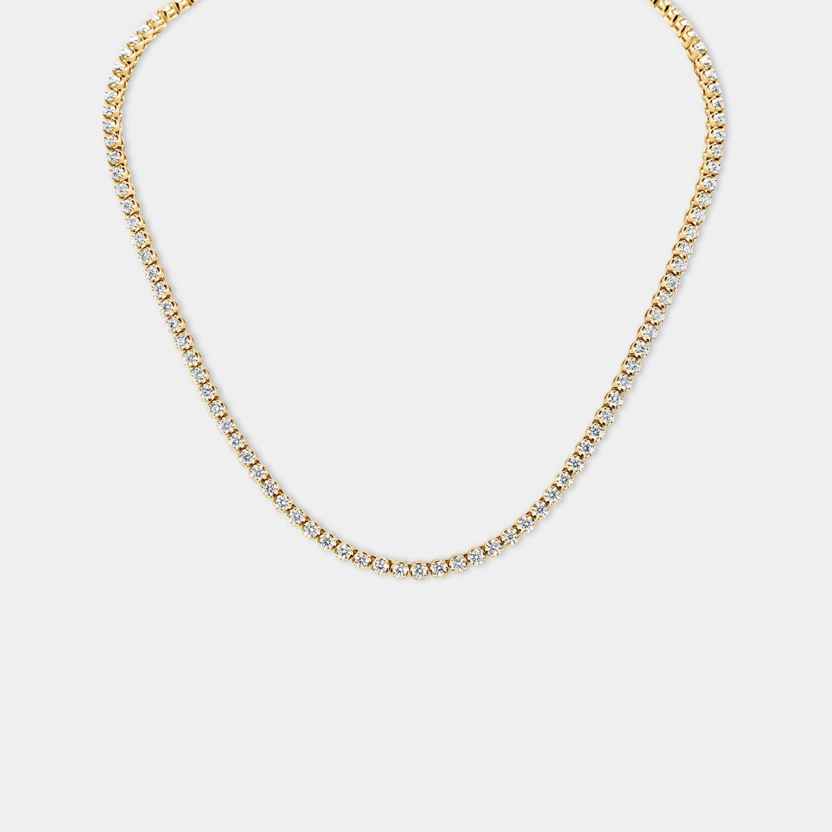 14K Yellow Gold Crown Tennis Necklace (9 CTW)