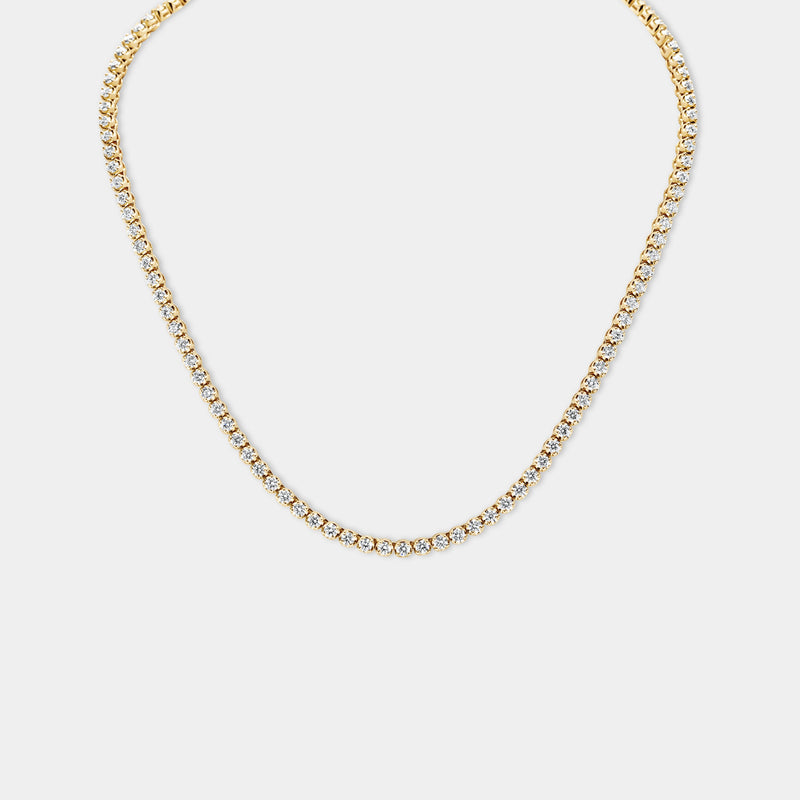 14K Yellow Gold Crown Tennis Necklace (9 CTW)