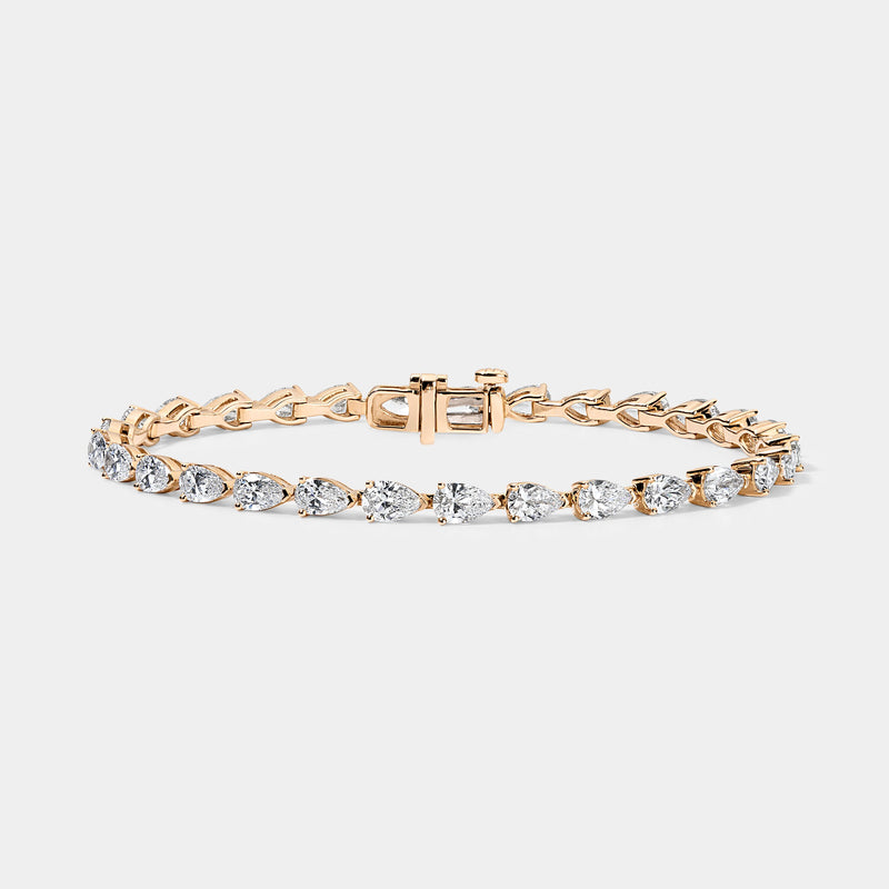 14K Rose Gold Pear Tennis Bracelet 7 CTW