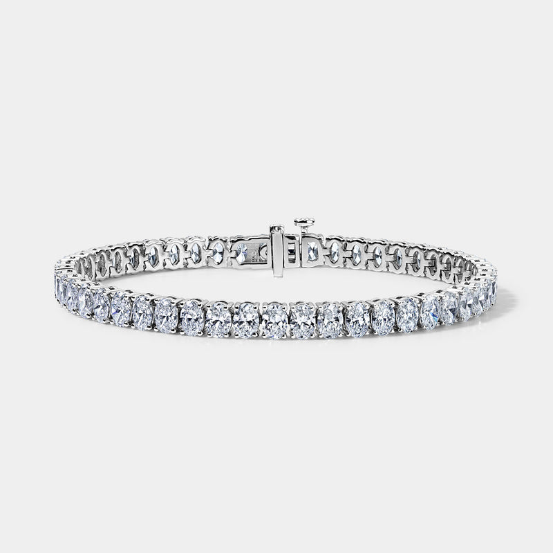14K White Gold Oval Tennis Bracelet 11 CTW — Platinum