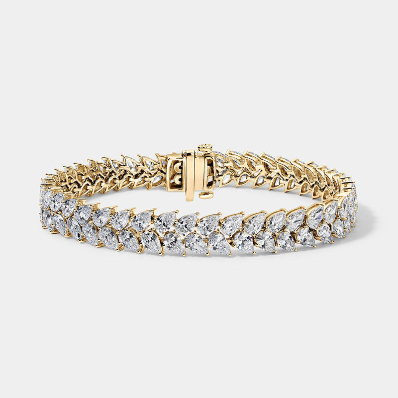 14K Yellow Gold Pear Tennis Bracelet (15 CTW)
