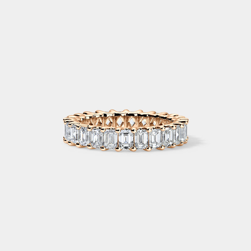 14K Rose Gold U Emerald Eternity Ring 2.75 CTW
