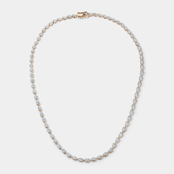 14k Rose Gold Pear Tennis Necklace (14 CTW)