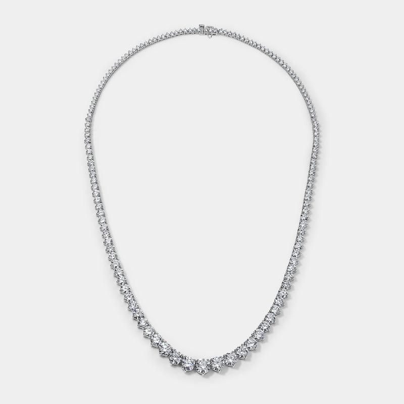 14K White Gold Graduating Necklace 17 CTW – Natural Diamond — (1)