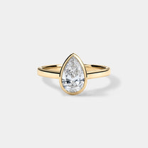 Bezel Set Pear Cut Solitaire Engagement Ring