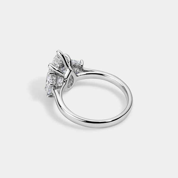 Pear CUT ENGAGEMENT RING WITH trapeziods