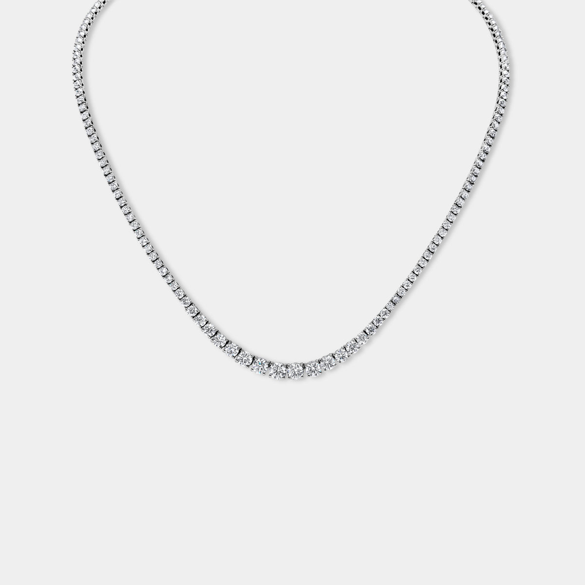 14K White Gold Graduating Necklace 10 CTW