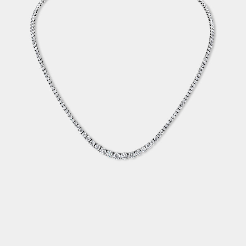 14K White Gold Graduating Necklace 10 CTW