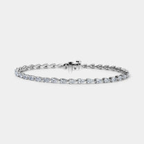 14K White Gold Pear Tennis Bracelet 7 CTW
