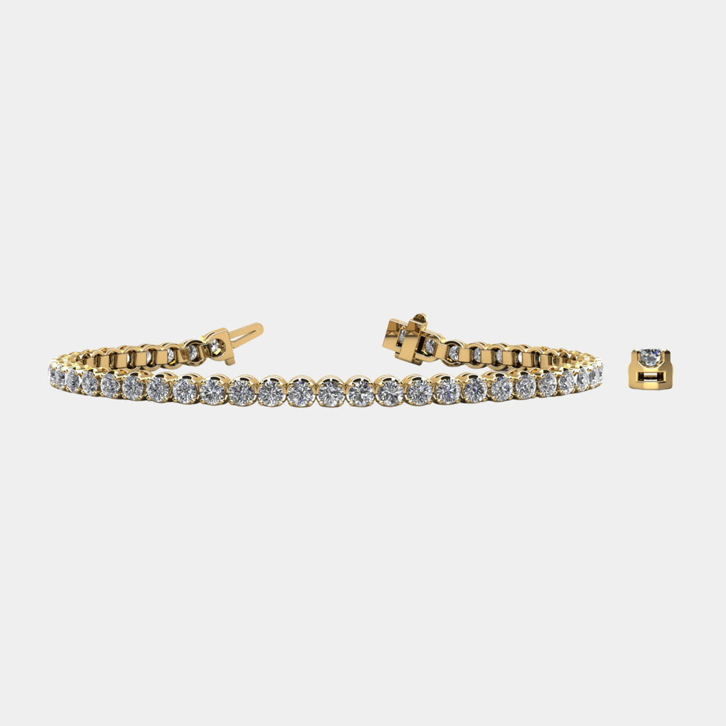 14K Yellow Gold U Tennis Bracelet 5 CTW – Natural Diamond G-H SI+
