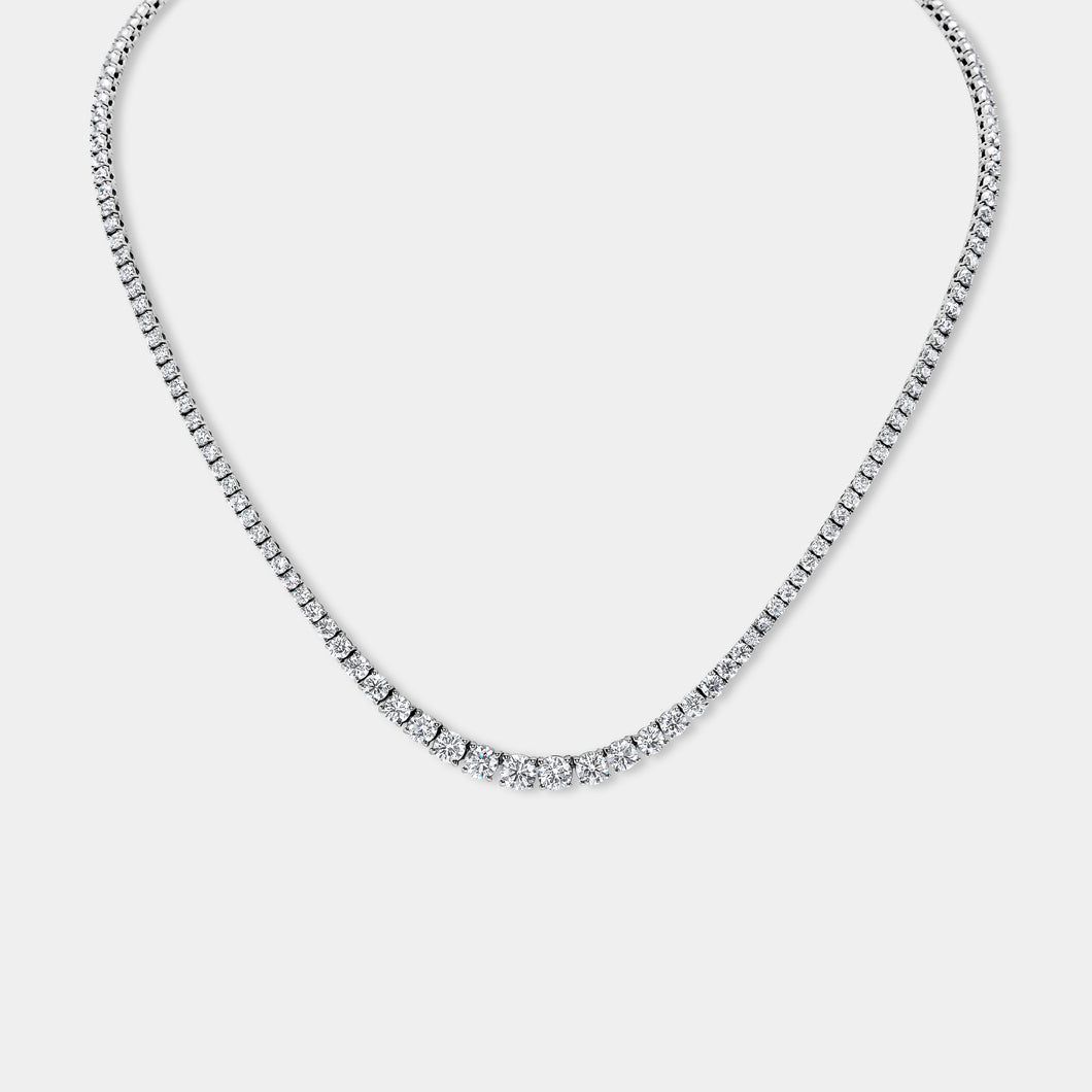 14K White Gold Graduating Necklace 10 CTW