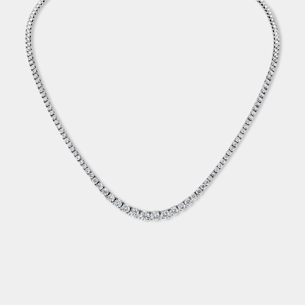 14K White Gold Graduating Necklace 10 CTW