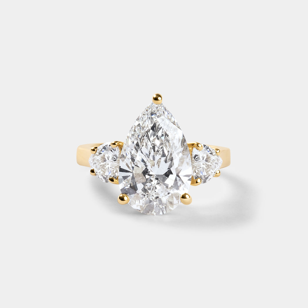 Pear Cut Engagement Ring with Hearts