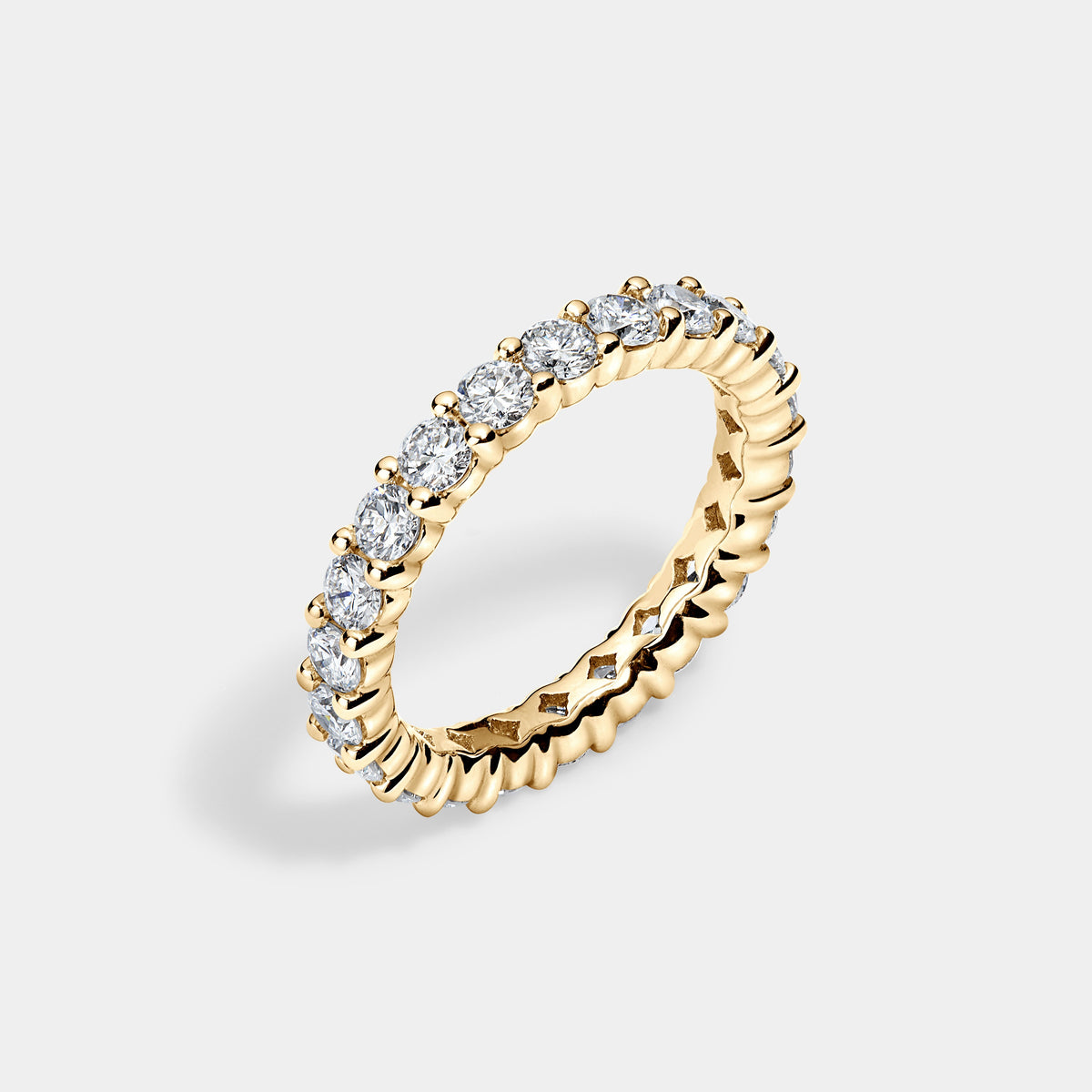 14K Yellow Gold Round Split Eternity Ring 2 CTW