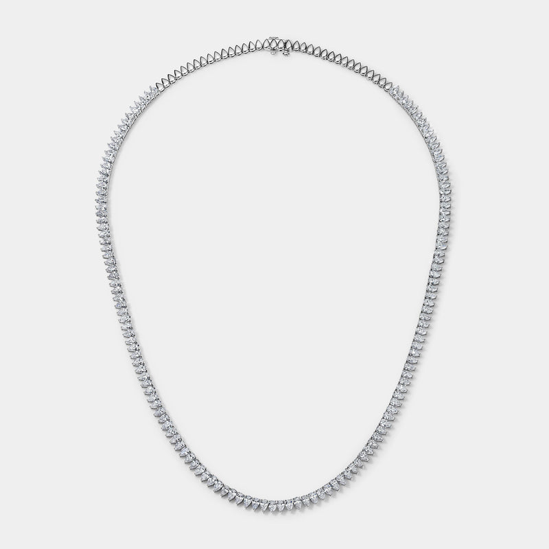 14k White Gold Pear Tennis Necklace (13 CTW)