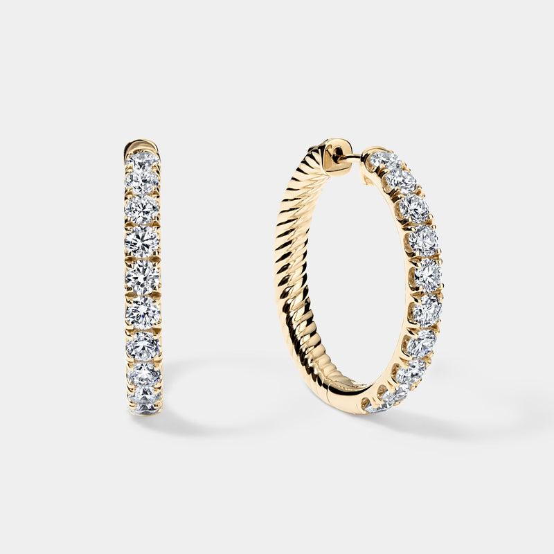 14K Yellow Gold Round Split Hoops 3 CTW — 1.00