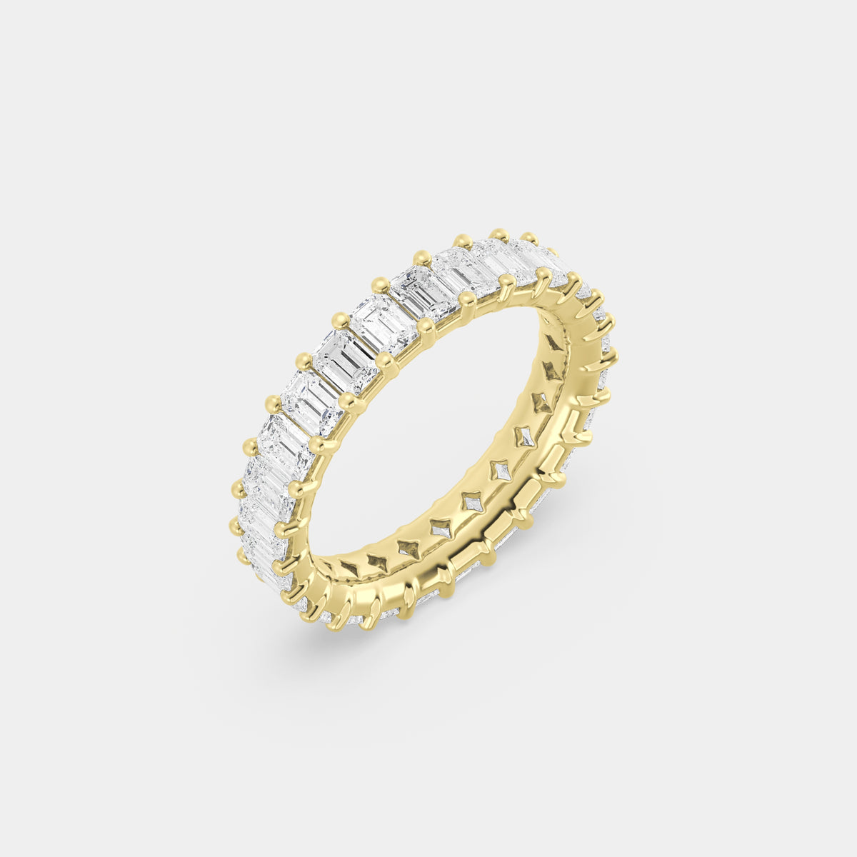 14K Yellow Gold Emerald Shared Eternity Ring 2.75 CTW
