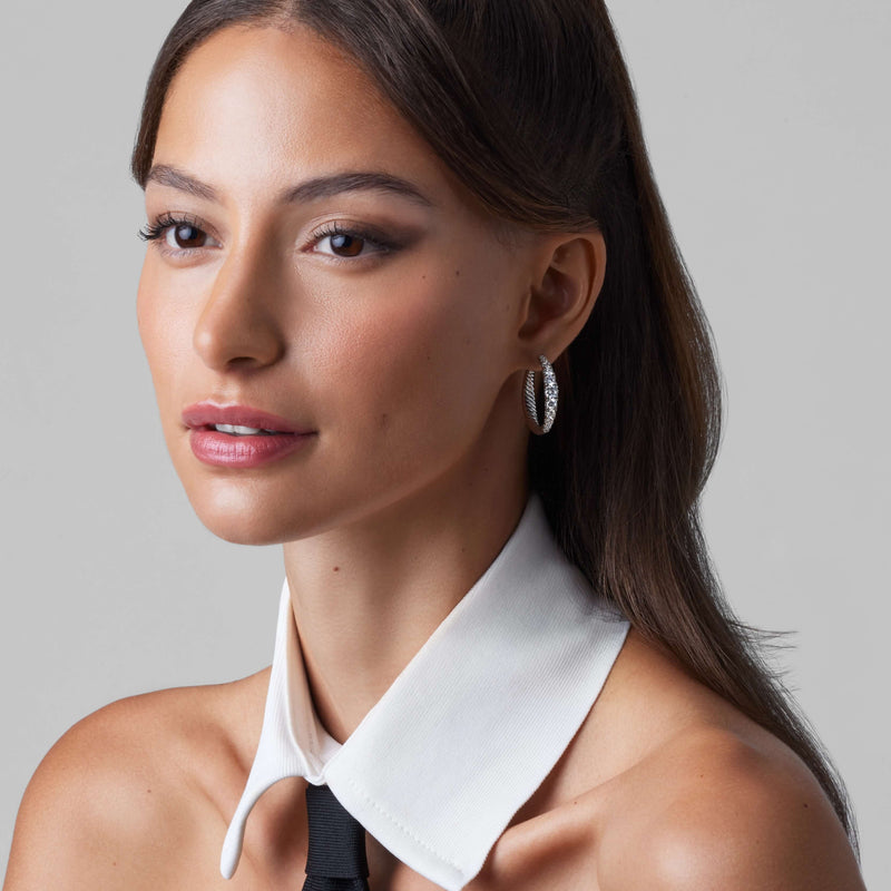 14K White Gold Graduation Hoops 3 CTW — 3.00