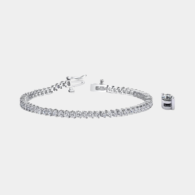 14K White Gold 2-Prong Tennis Bracelet 10 CTW – Eco Diamond (Lab-Created Diamond) — (2)