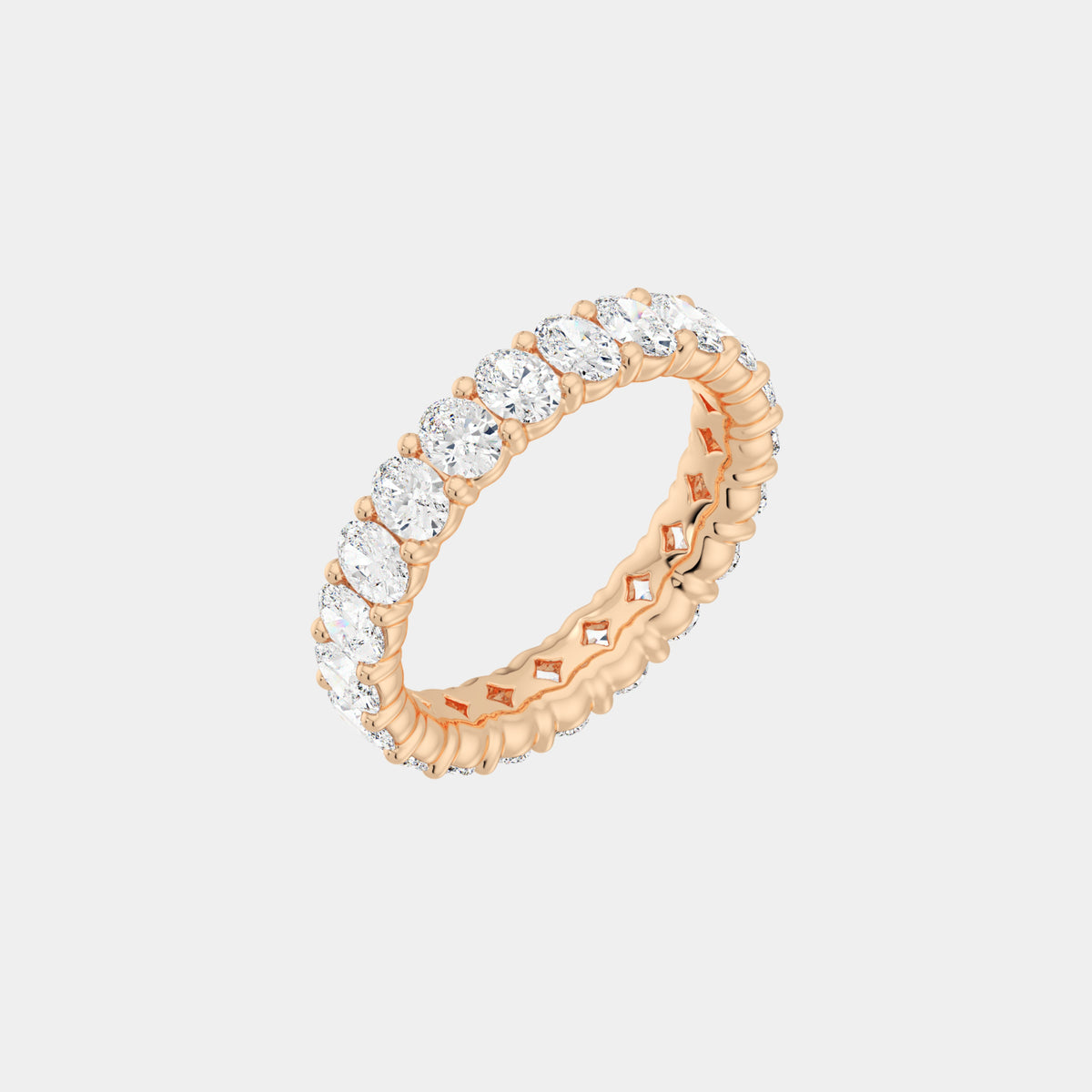 14K Rose Gold Oval Shared Eternity Ring 2.5 CTW